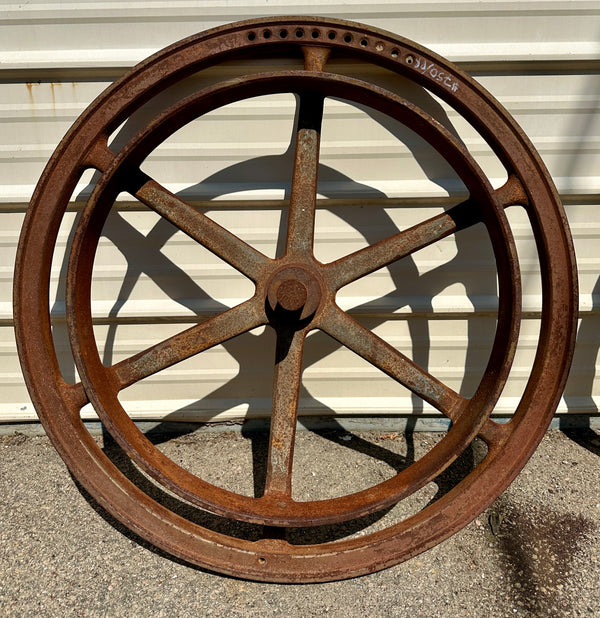 Pair of Industrial Cast Iron Pulley Wheels GA20932