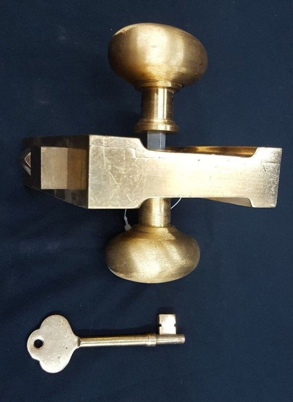 Brass Ship Rim Lock with Oval Knob with Key
