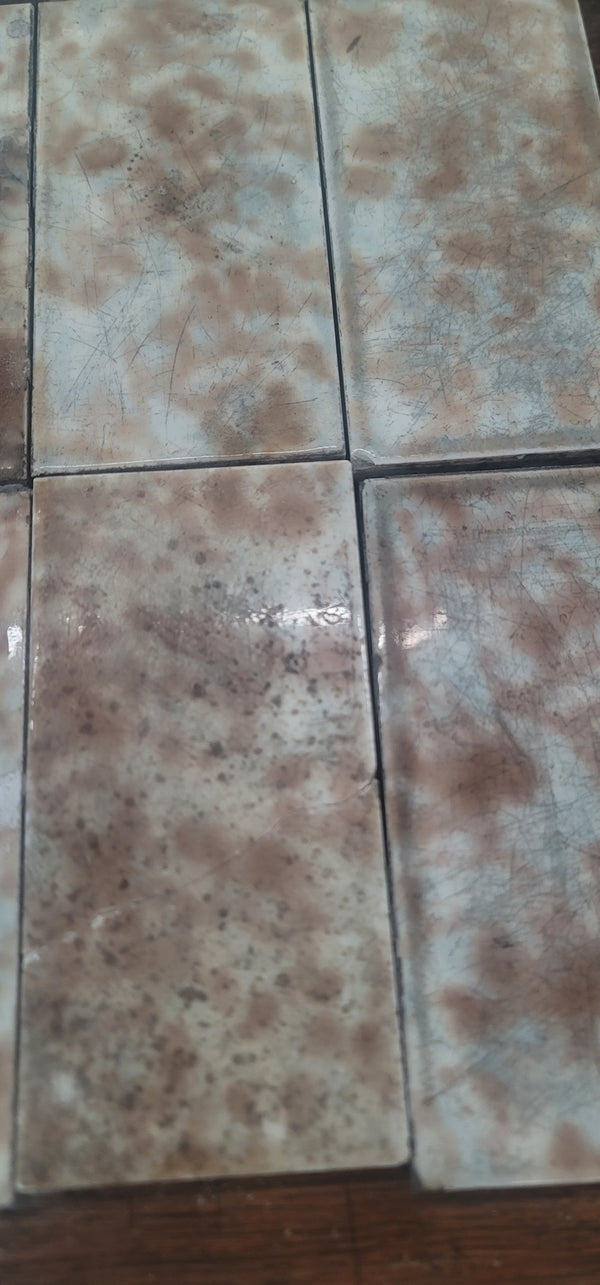 Lot of 109 Mottled Brown & Cream Fireplace Tiles GS010947