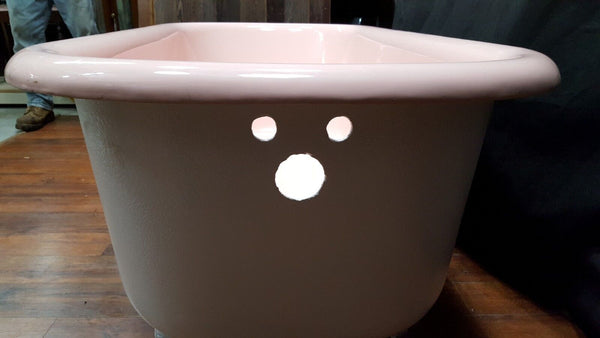 Restored Vintage Pink & White Cast Iron Claw Foot Tub 60" x 30" x 22"