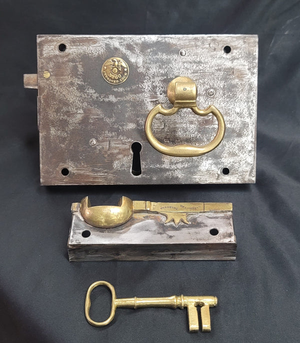 Restored 1800s Left Carpenter #60 Lock Set Key Keeper & More 7"x 4 3/4" GS00867