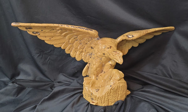 Vintage Cast Iron Pole Top Eagle w/ Open Wings 30" W x 12" T GS00666