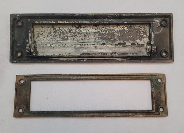 Vintage Brass Mail Letter Slot with Inside Frame 8 2/8" X 2 1/2" GS00597