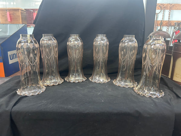 Set of 6 Murano Italian Cut Glass Chandelier Shades GS010983