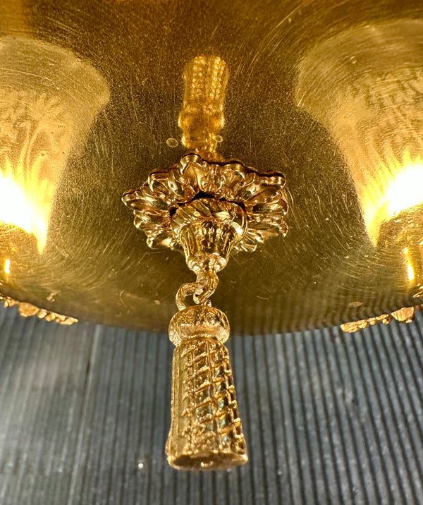 Restored Antique Brass Pan 4-Arm Chandelier GA21010
