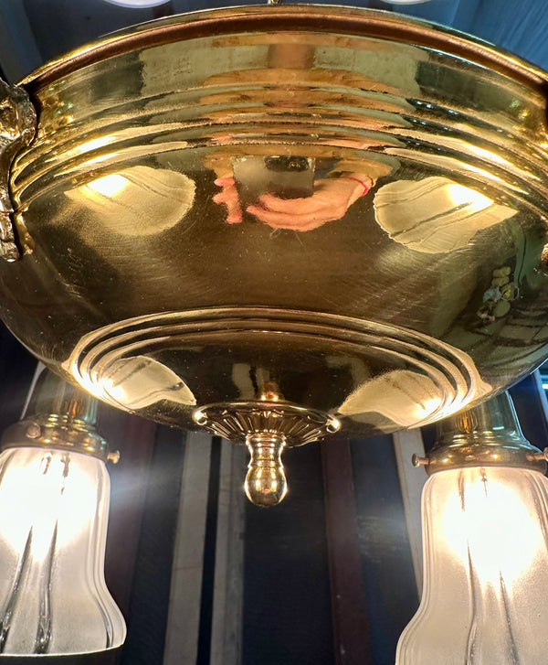 Antique Brass 4-Light Pan Chandelier - 18" W x 8" T - GA21029