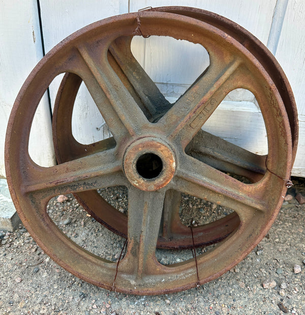 Pair of Industrial Cast Iron Cart Wheels GA20935