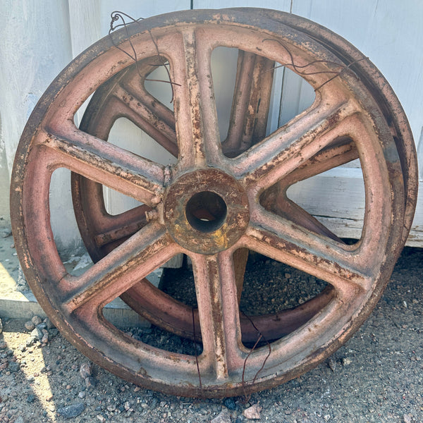 Pair of Industrial Cast Iron Cart Wheels GA20922