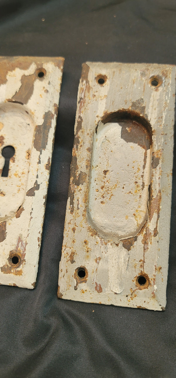 Set of 4 Pocket Door Key Hole Escutcheon Plates 5 9/16" x 2 6/16" GS00858