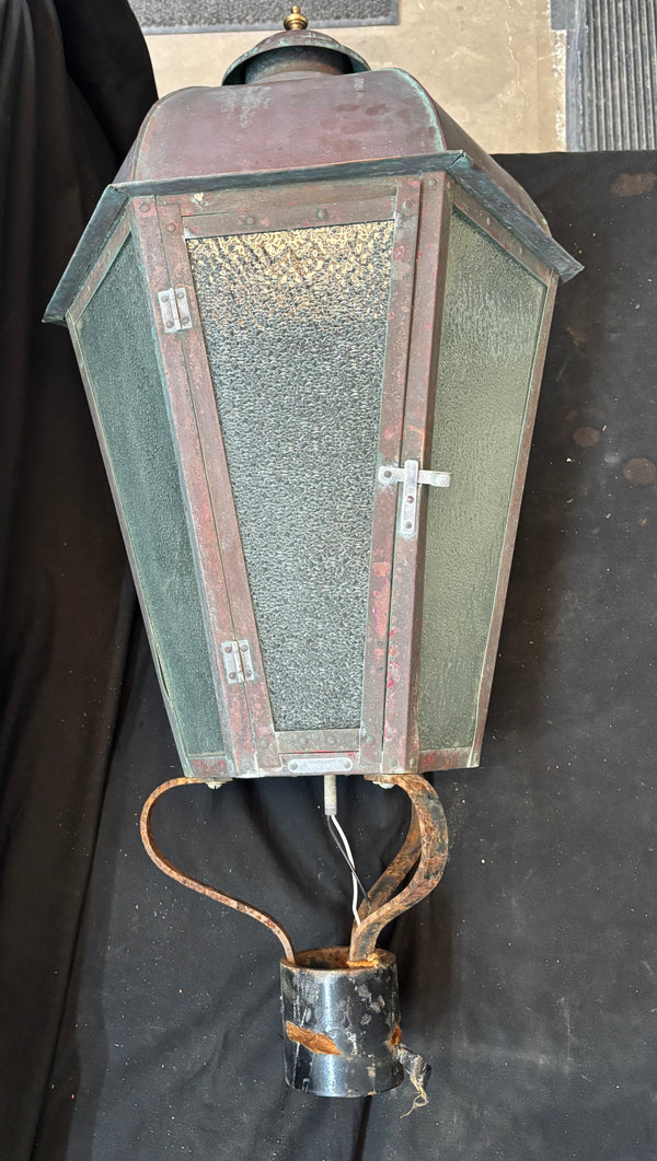Riveted Copper Lamp Post Light with Green Patina GA21534