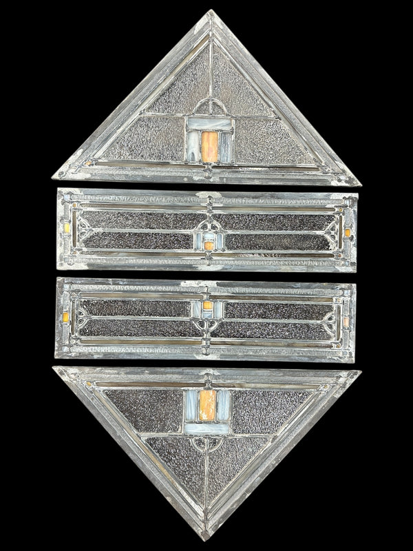 4 Sets of Stained + Pebbled Glass Window Panels GA20701