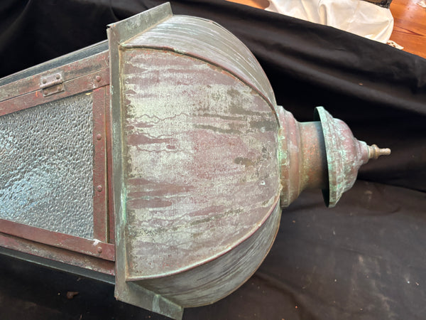 Riveted Copper Lamp Post Light with Green Patina GA21522
