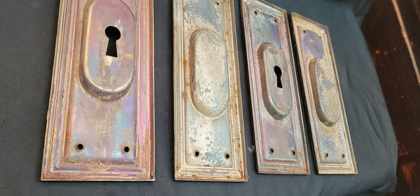 Set of 4 Rectangular Pocket Door Escutcheon Plates 6 7/8" x 2 1/2" GS01058