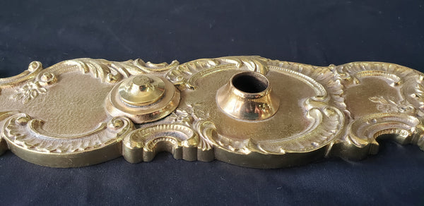 Restored Ornate Art Nouveau Solid Brass Door Back Plate 13" x 3 1/8" GA290