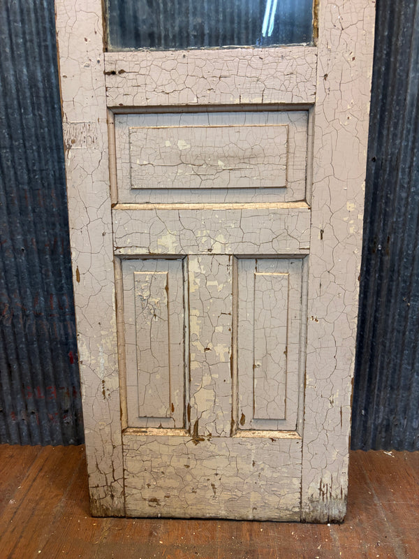 Antique Door with Upper Window and Wooden Panels GA21548