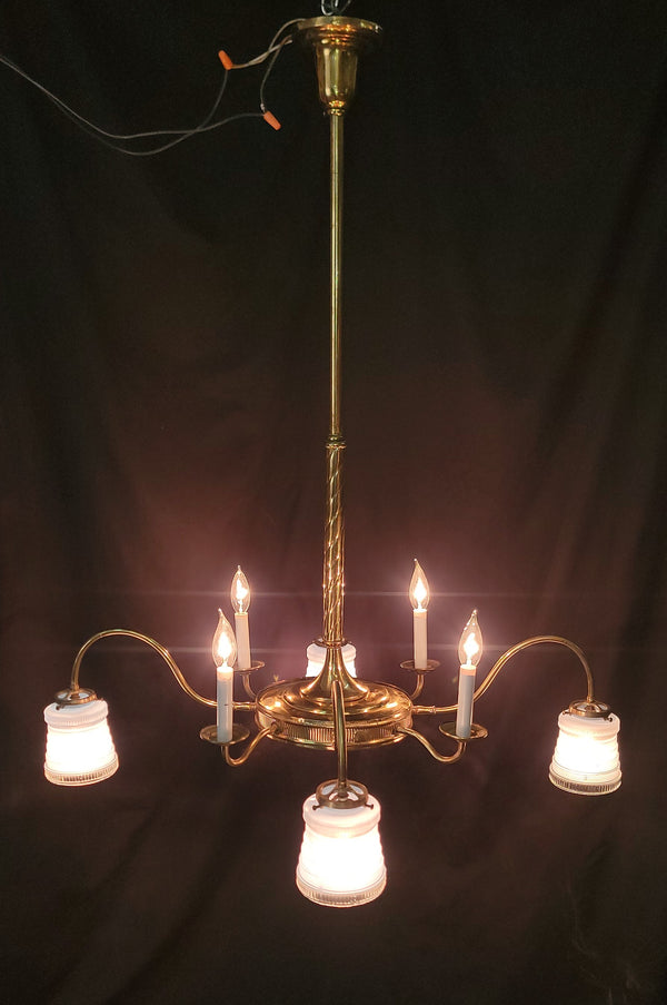 Victorian Flush Mount 8 Light Chandelier w/ Textured Shades 34" x 43" GS01019