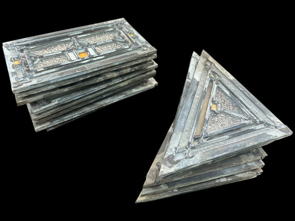 4 Sets of Stained + Pebbled Glass Window Panels GA20702