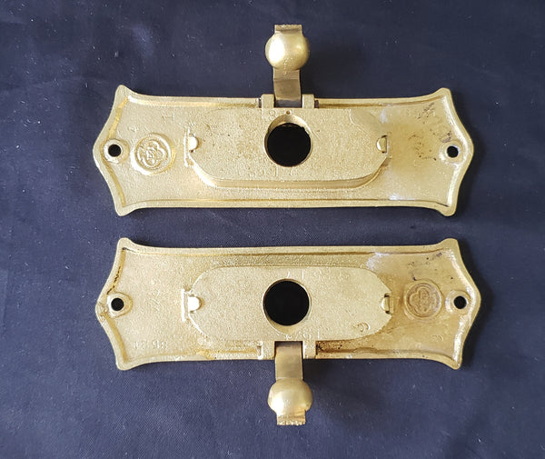 Restored Art Nouveau Solid Brass Pocket Door Pulls in a Satin Finish GA301