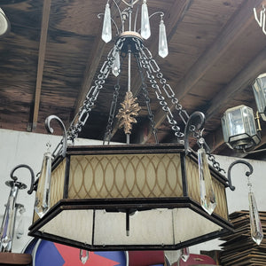 Tuscan Inspired 5 Light Chandelier w/ Textured Glass & Prisms 37