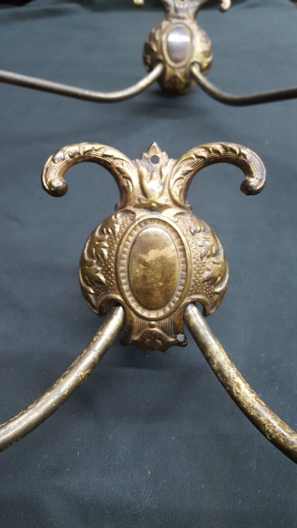 Set of 4 Victorian Solid Brass Double Hall Tree Coat Hooks 12" x 9 1/2" GA2278