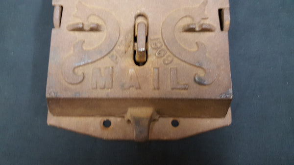 1909 Cast Iron Paper Letter Mail Box Embossed Scroll Designs
