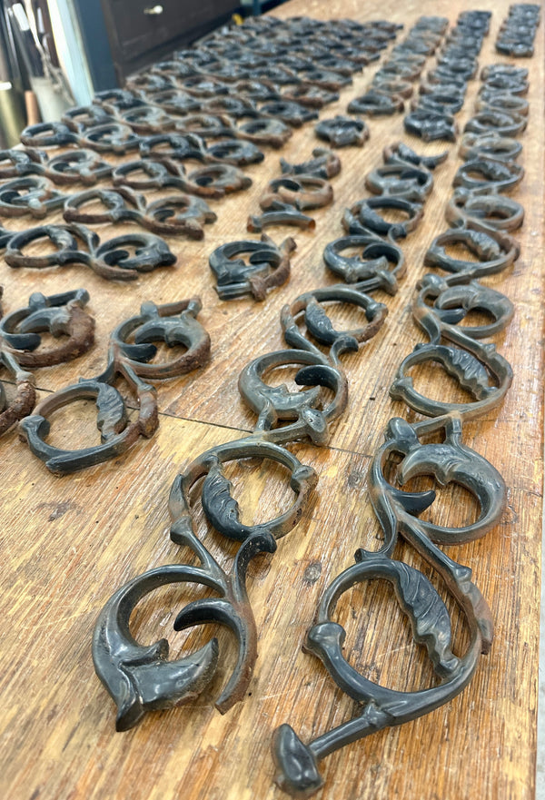 Lot of 35 Linear Ft. Ornate Cast Iron Fence Pieces GA20700