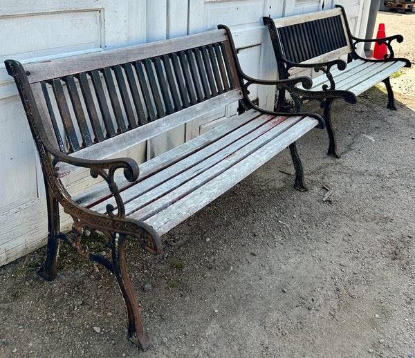 Vintage Cast Iron & Wood Park Benches - 2 Available - GA20854