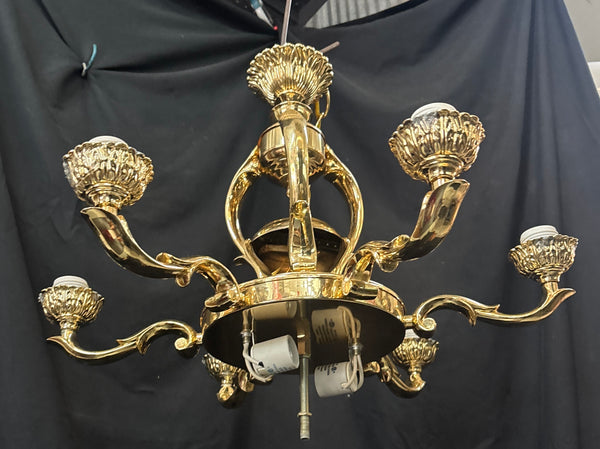 Brass 8-Light Chandelier with Shades GA21276