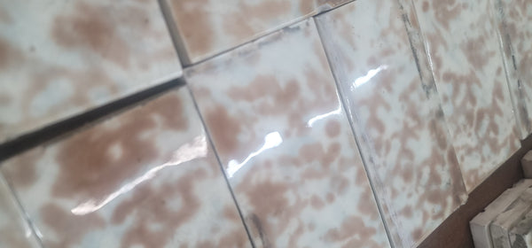 Lot of 109 Mottled Brown & Cream Fireplace Tiles GS010947