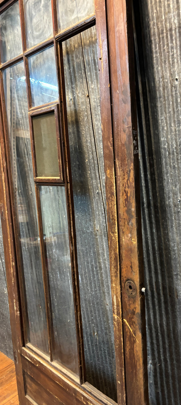 Wooden Storm Door with Glass Panels and Screen Speakeasy Window GA21526