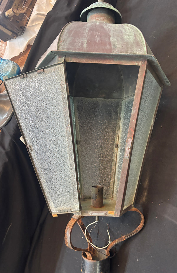 Riveted Copper Lamp Post Light with Green Patina GA21521