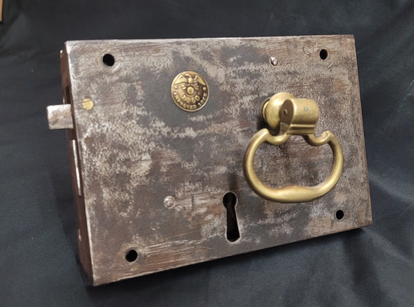 Restored 1800s Left Carpenter #60 Lock Set Key Keeper & More 7"x 4 3/4" GS00867