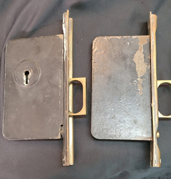 Brass Pocket Door Lock Set 7 3/4" x 1 18" x 5 5/16" x 3 1/4" GS01042
