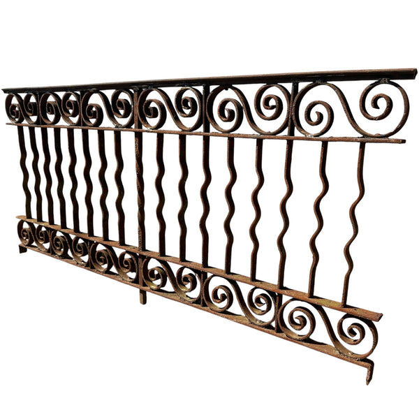 Antique Wrought Iron Fencing Panel - 68" Long x 31" Tall - GA21021