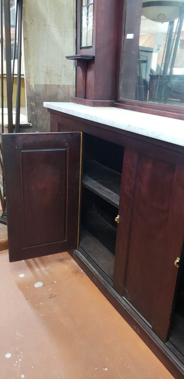 Restored 1920's Art Deco Back Bar Carrara Top Stained Glass Panels & Lighting