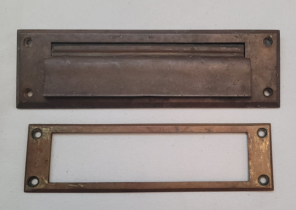 Vintage Brass Mail Letter Slot with Inside Frame 8 2/8" X 2 1/2" GS00597