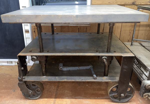 Restored 1930s American Industrial "Barrett" Die Lift Cart GA20519