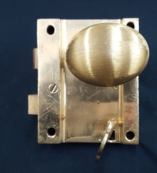 Brass Ship Rim Lock with Oval Knob with Key