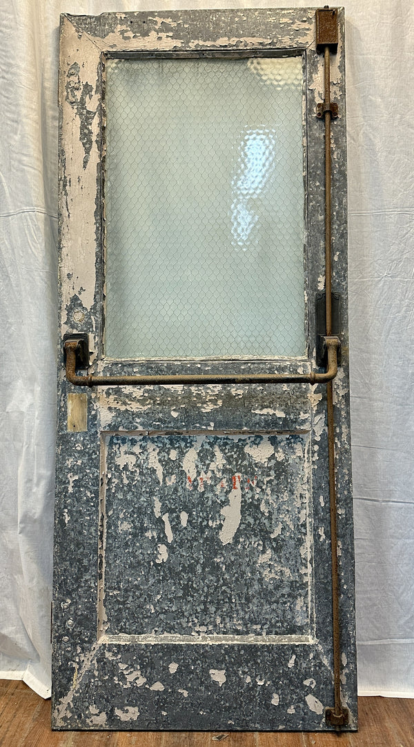 1-Pane Steel Door w/ Chicken Wire Glass & Push Bar GA20551