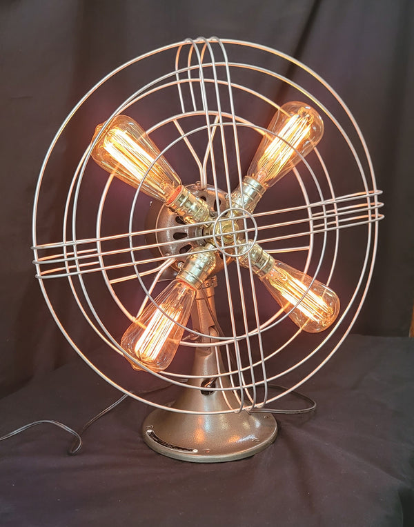 Restored Industrial G.E. Table Fan Repurposed to Table Lamp GS01033