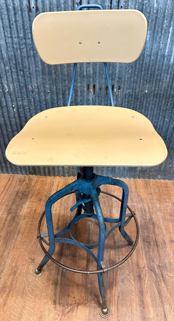 Vintage Toledo Metal Furniture Co. Work Stool w/ Backrest GA20532