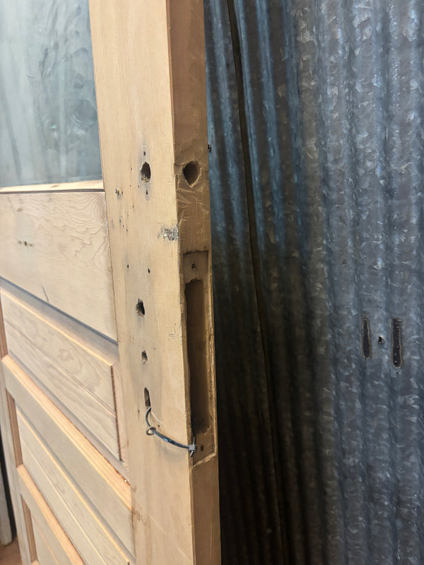 Heart Pine 3-Panel Half Glass Door GA21428