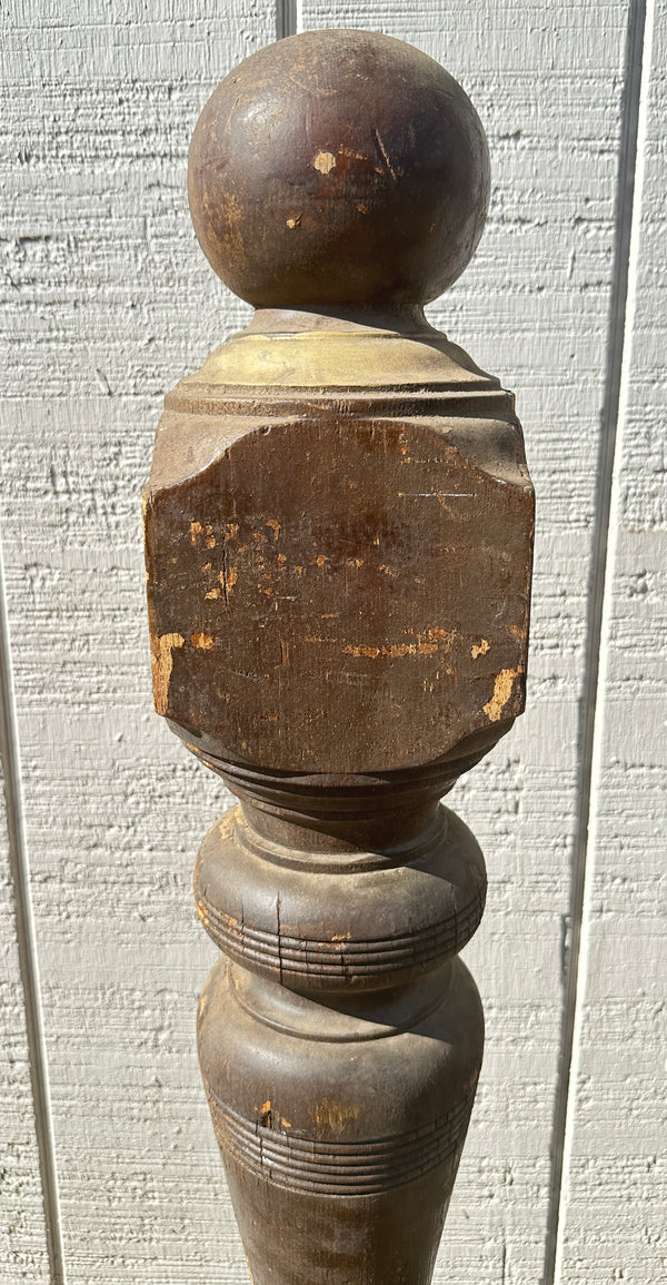 Heart Pine Wood Turned Newel Post w/ Ball Top GA20416