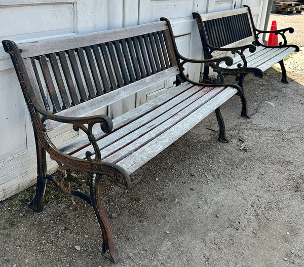 Vintage Cast Iron & Wood Park Benches - 2 Available - GA20854