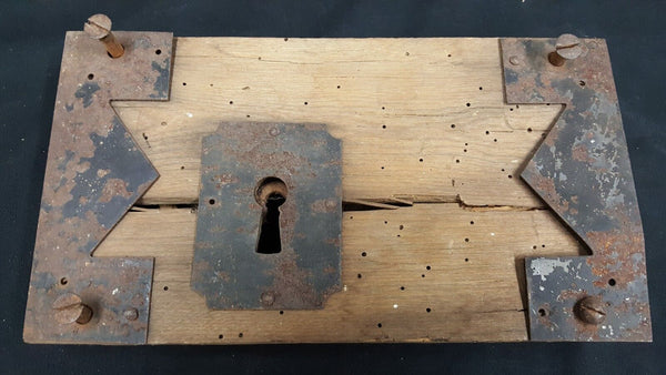 Late 1700's Wood & Iron Rim Lock 10" x 5 3/8" x 1 1/4" GS00902