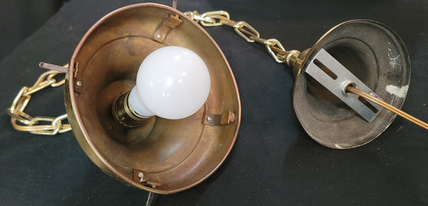 Restored Art Deco Pendant Light w/ Ribbed Bullet Point Shade GS01022