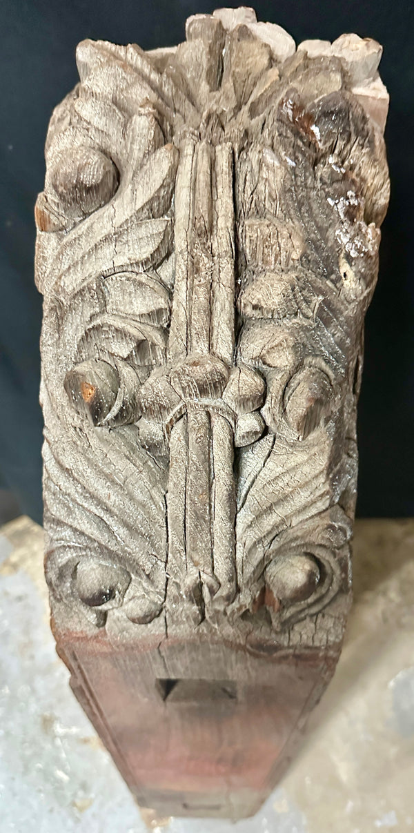 Antique Primitive Hand-Carved White Oak Newel Post Pair GA20529