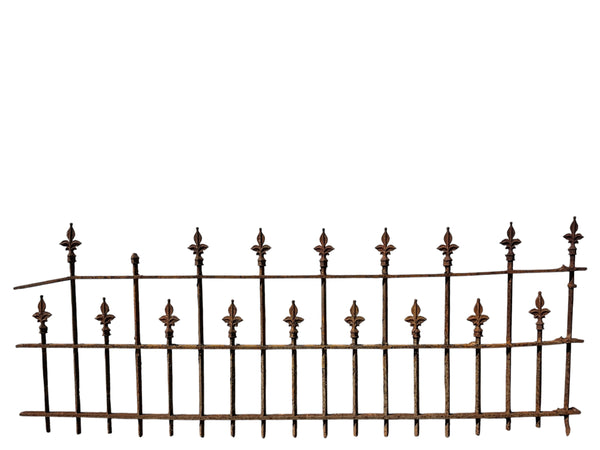34 Ft of Antique Wrought Iron Fencing w/ Fleur-de-lis Finials GA20988
