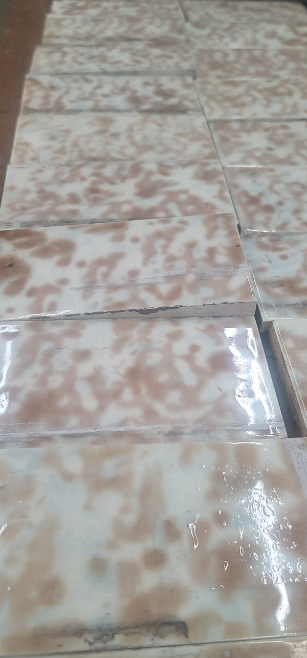 Lot of 109 Mottled Brown & Cream Fireplace Tiles GS010947