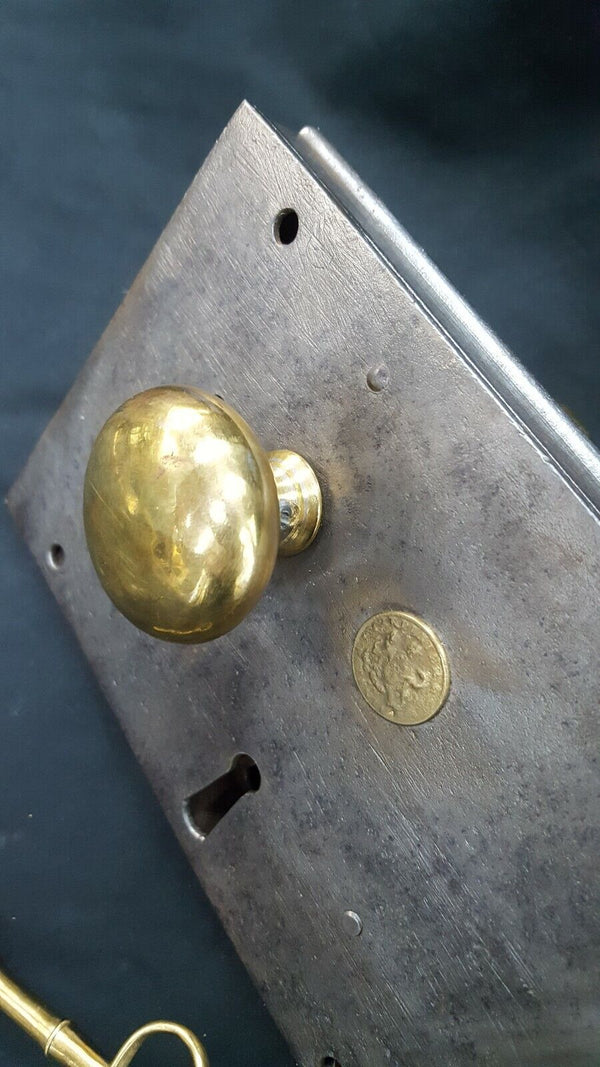 Restored 1800's Right Sided Iron & Brass Carpenter Lock Set